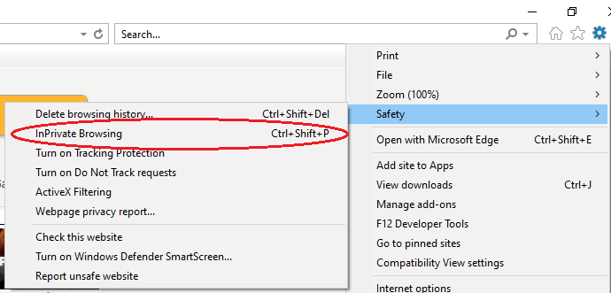 InPrivate Browsing Internet Explorer
