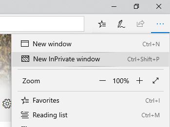 Private Browsing in Microsoft Edge