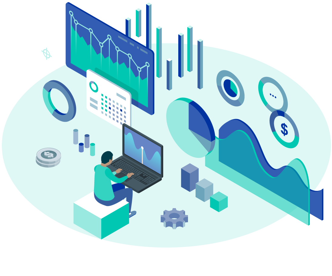 Man wearing headset and smiling at computer like he's talking to someone